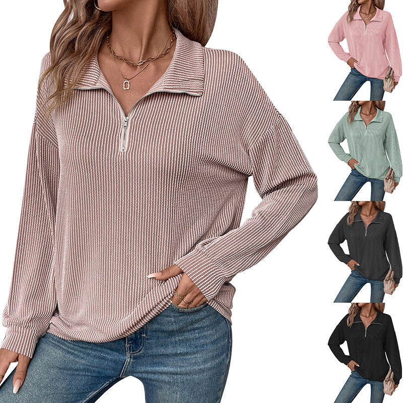 Jewel – Quarter-Zip Collared Ribbed Pullover