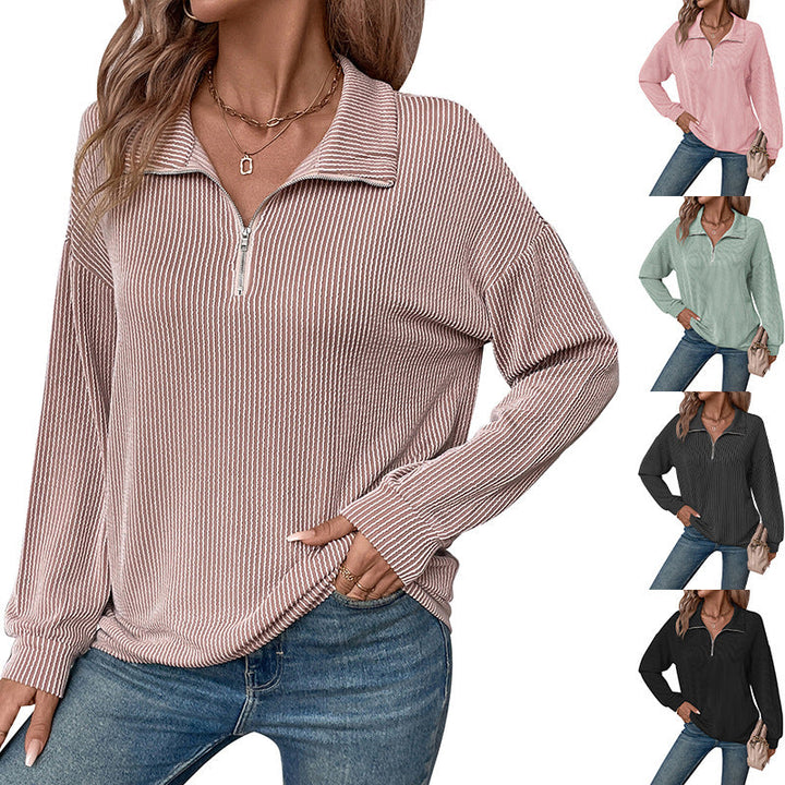 Jewel – Quarter-Zip Collared Ribbed Pullover