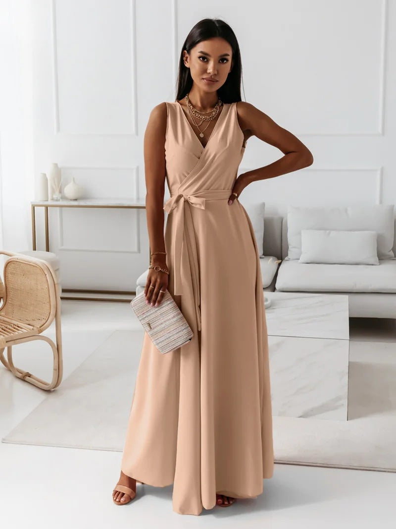 Genesis – Sleeveless Wrap A-Line Maxi Dress