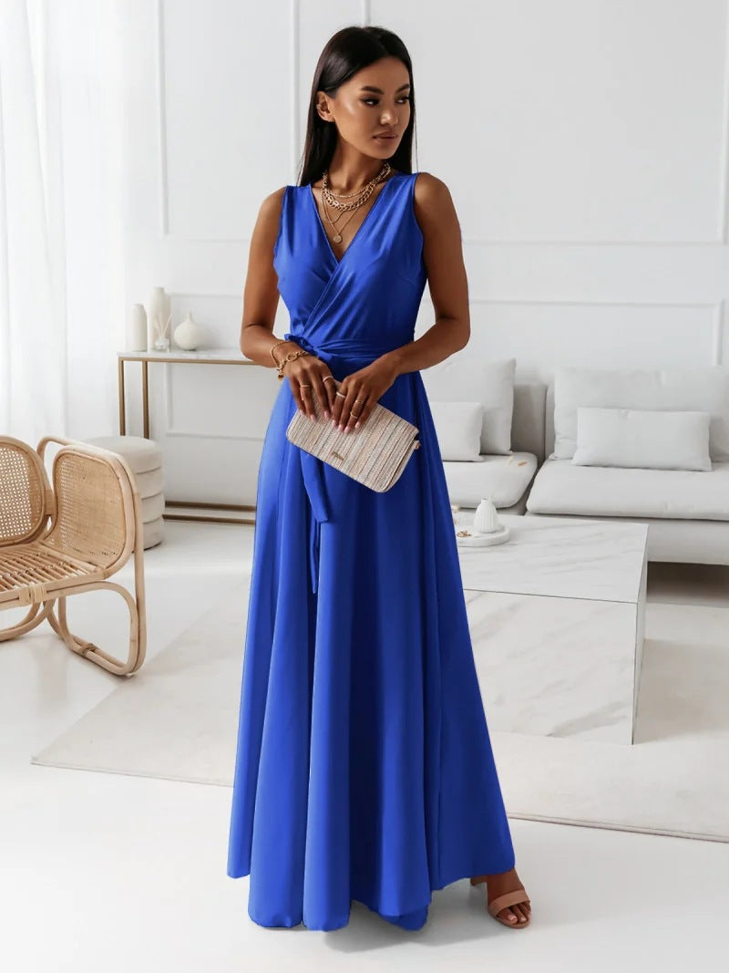 Genesis – Sleeveless Wrap A-Line Maxi Dress