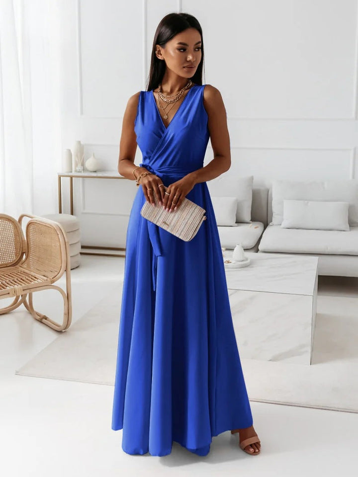 Genesis – Sleeveless Wrap A-Line Maxi Dress