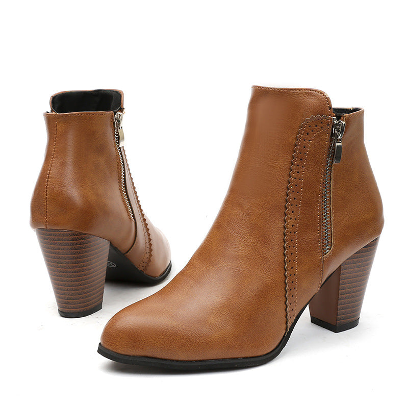Micaela – Pointed Toe Chunky Heel Ankle Boots for Women