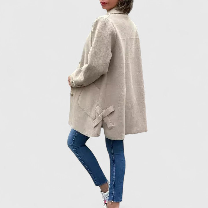 Maribel – Bouclé Stand-Collar Coat with Button Tabs