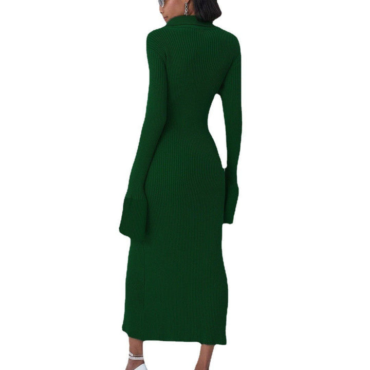 Penny – Collared Button-Front Ribbed Sweater Dress for Women
