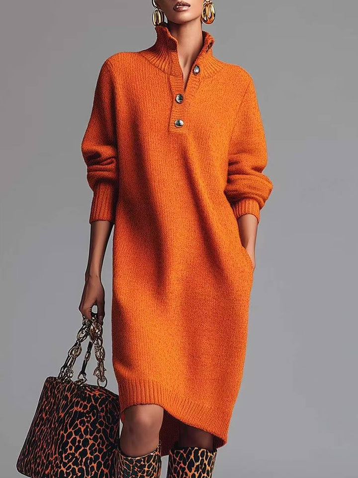 Leonora – Relaxed-Fit Button-Up Sweater Dress for Women