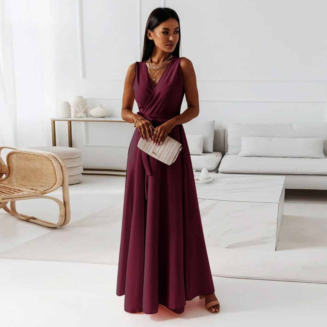 Genesis – Sleeveless Wrap A-Line Maxi Dress