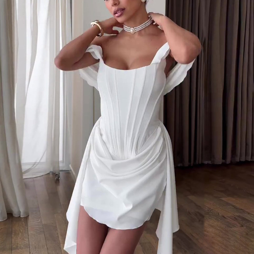 Belle – Off-Shoulder Corset Mini Dress for Homecoming & Wedding Guests