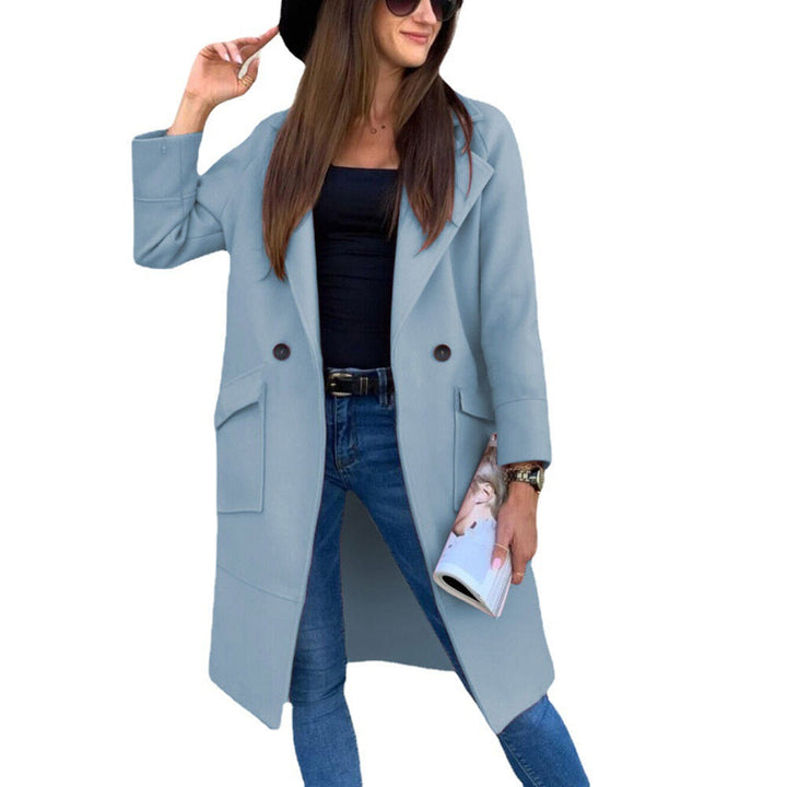 Luciana – Double-Breasted Mid-Length Coat with Flap Pockets