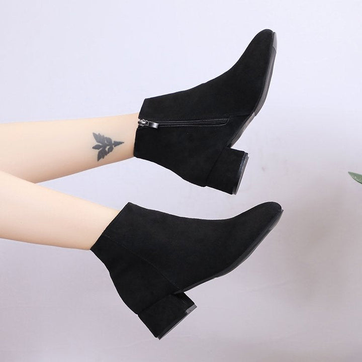 Mercy – Low Block Heel Almond Toe Ankle Boots for Women