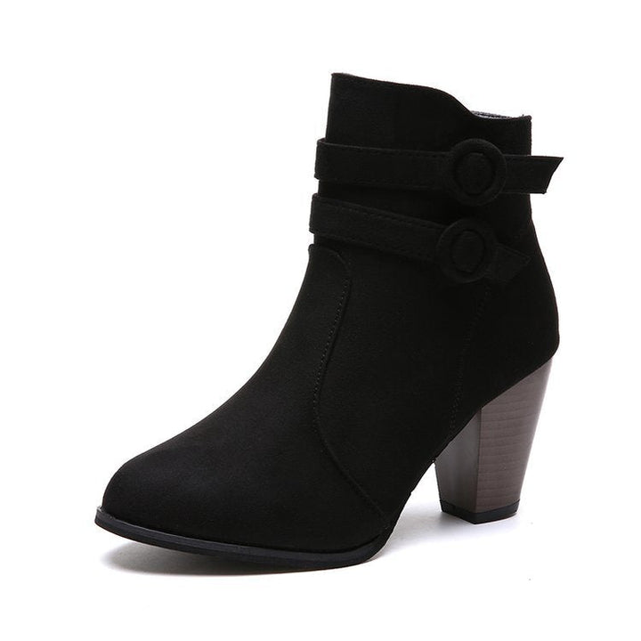 Melinda – Buckle Strap Pointed Toe Ankle Boots for Women