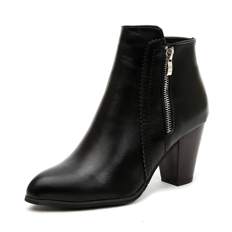 Micaela – Pointed Toe Chunky Heel Ankle Boots for Women