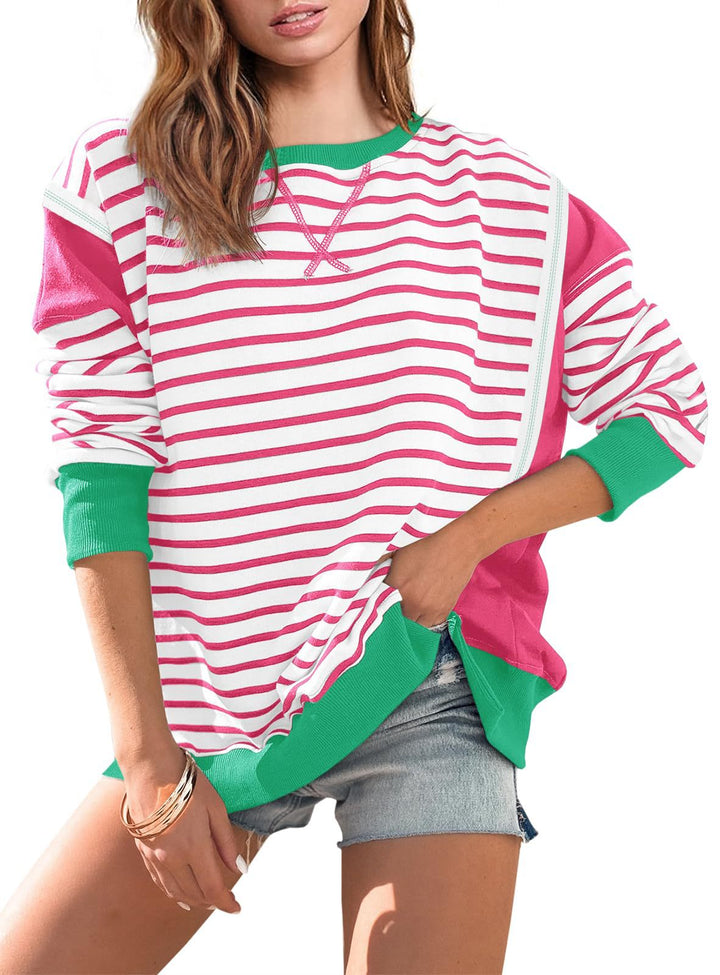 Isabel – Striped Color-Block Oversized Sweatshirt
