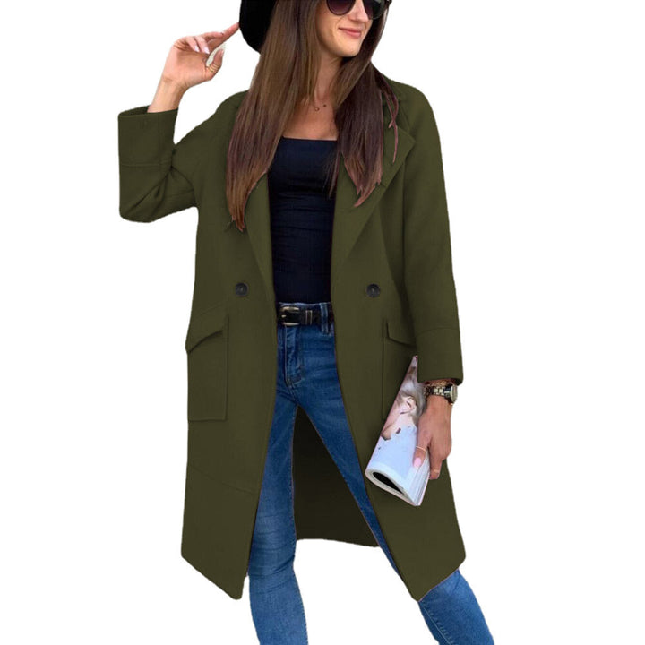 Luciana – Double-Breasted Mid-Length Coat with Flap Pockets