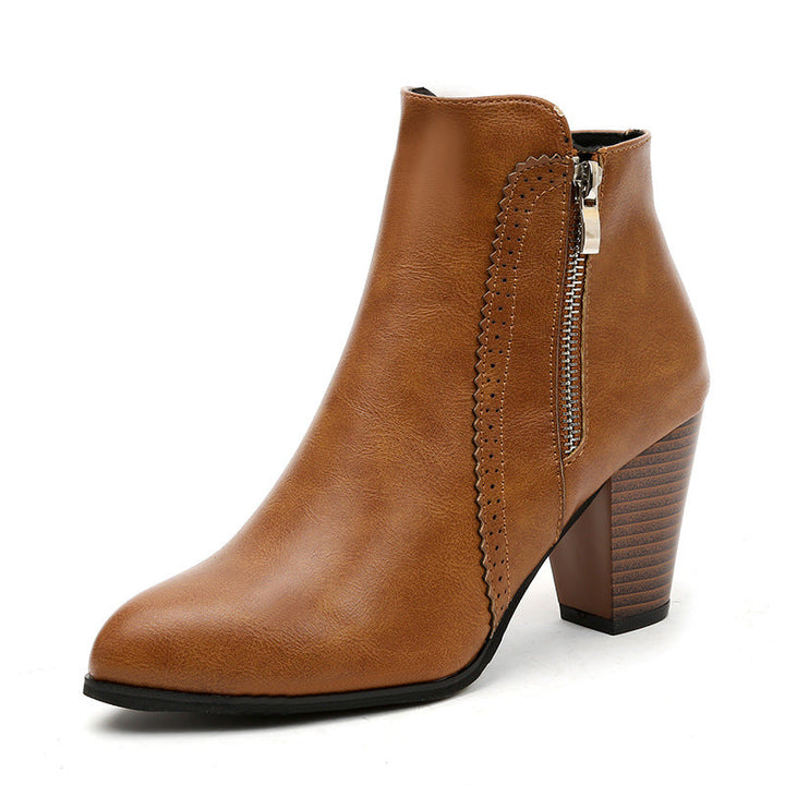 Micaela – Pointed Toe Chunky Heel Ankle Boots for Women