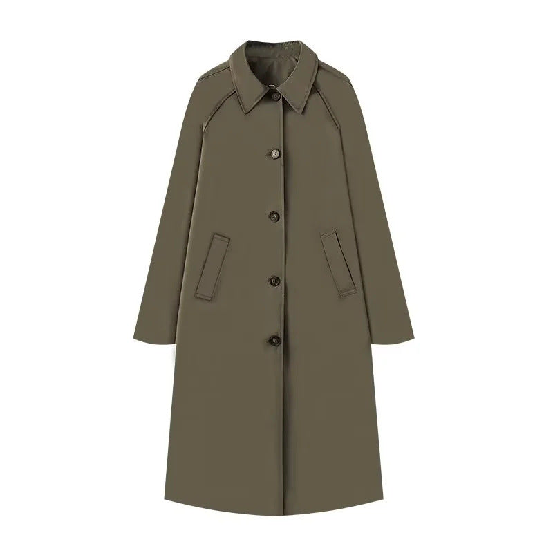 Lyla – Longline Trench Coat with Plaid Lining