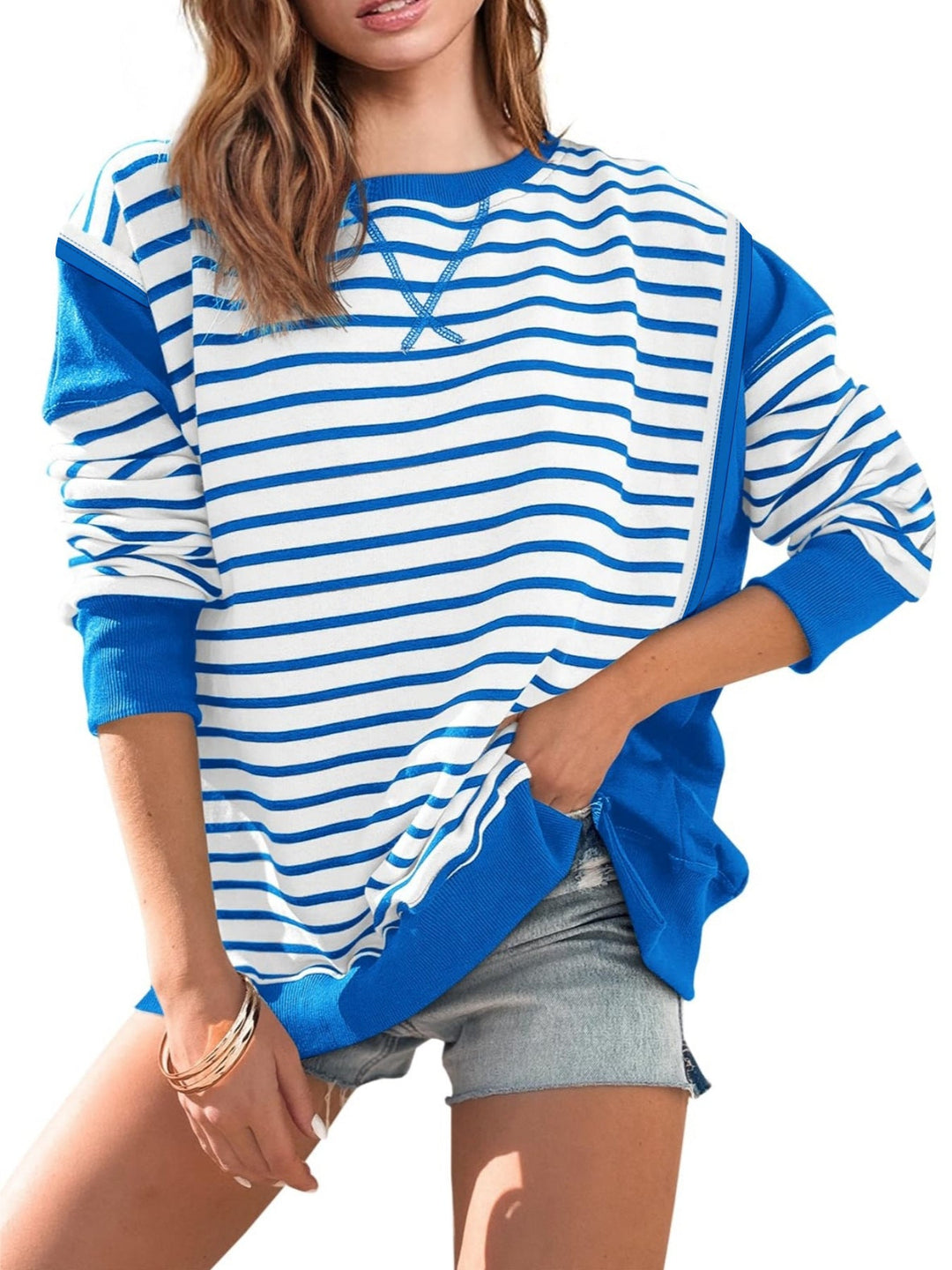 Isabel – Striped Color-Block Oversized Sweatshirt