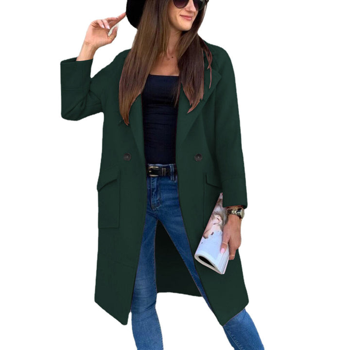 Luciana – Double-Breasted Mid-Length Coat with Flap Pockets