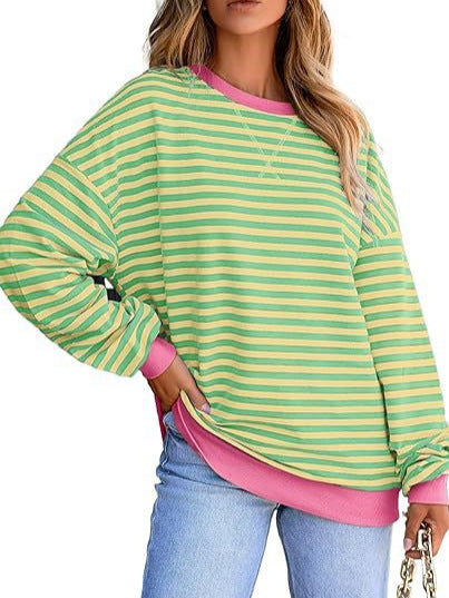 India – Striped Long-Sleeve Top with Contrast Trim