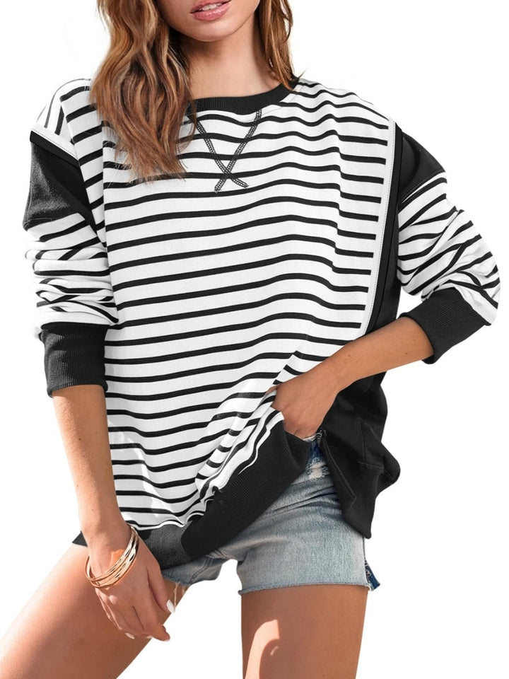 Isabel – Striped Color-Block Oversized Sweatshirt