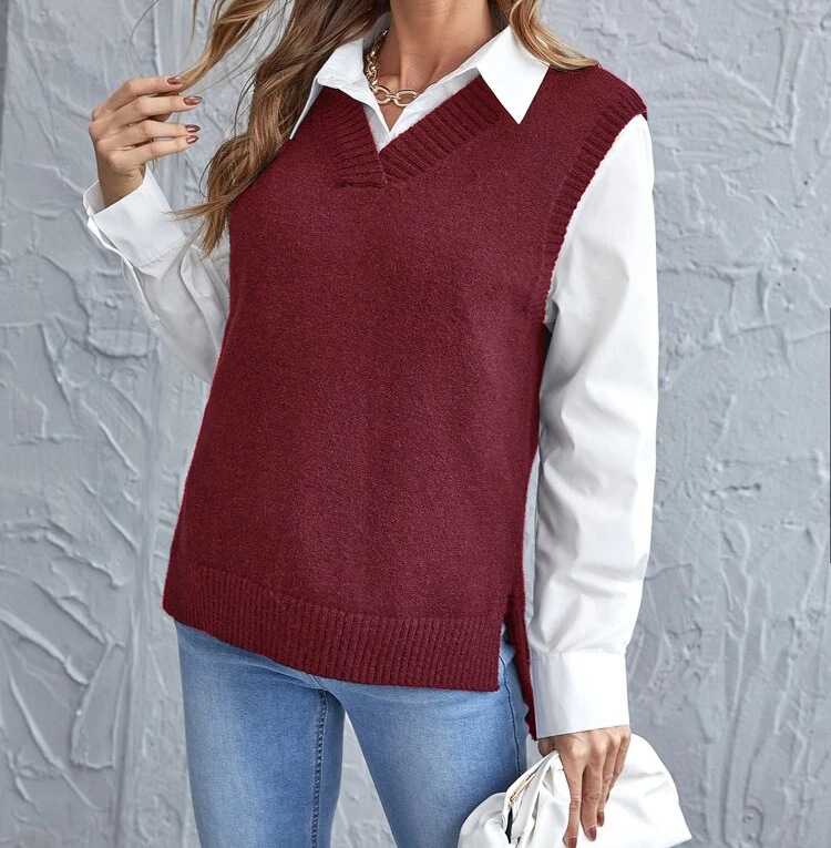 Antonella – V-Neck Ribbed Sweater Vest for Women