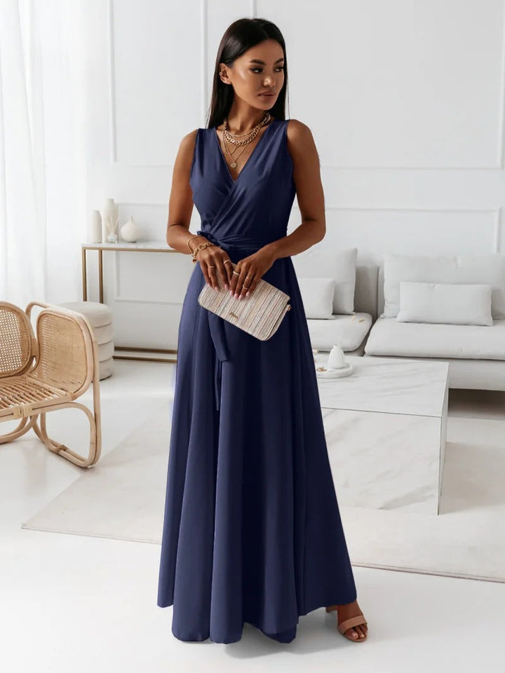 Genesis – Sleeveless Wrap A-Line Maxi Dress