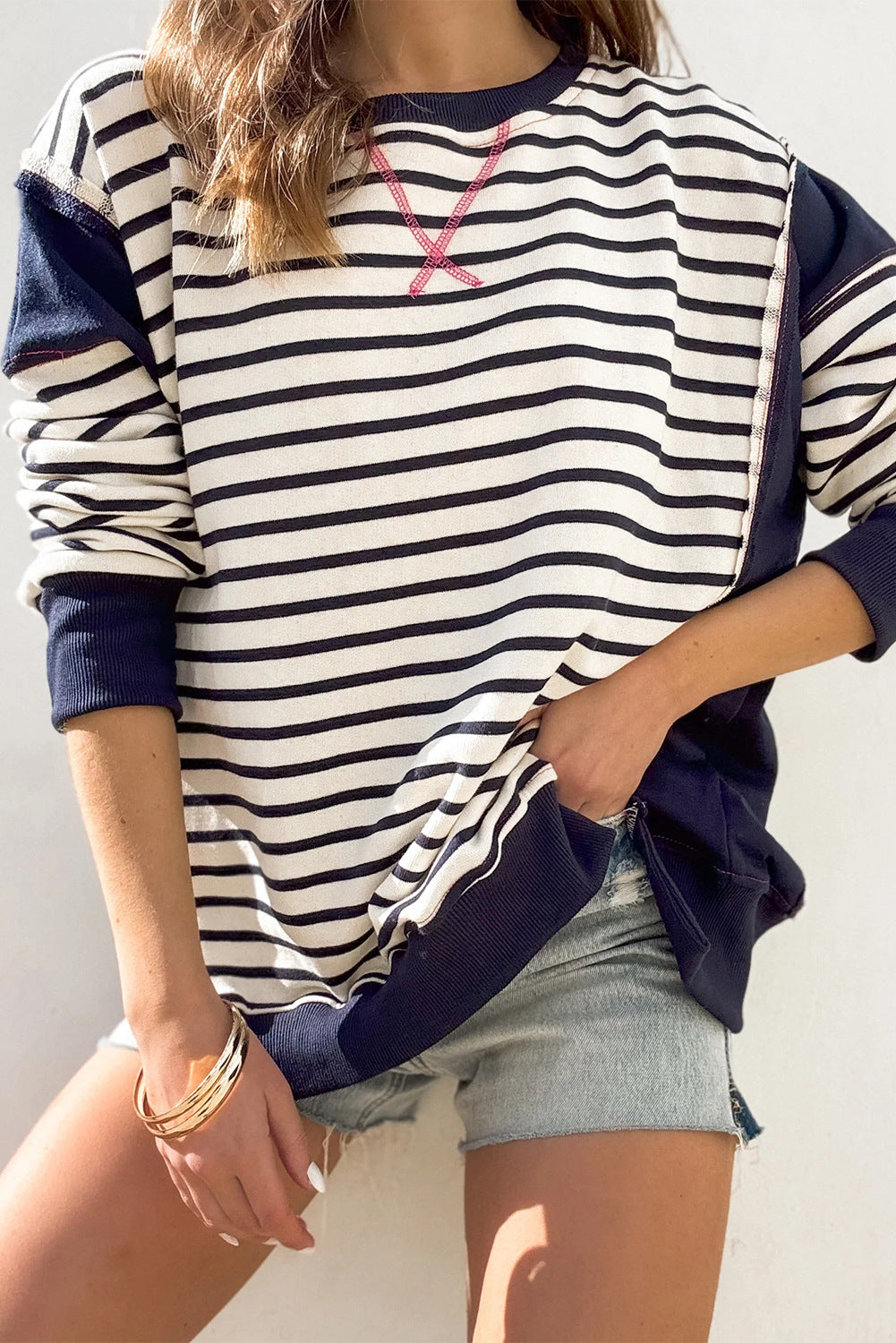 Isabel – Striped Color-Block Oversized Sweatshirt