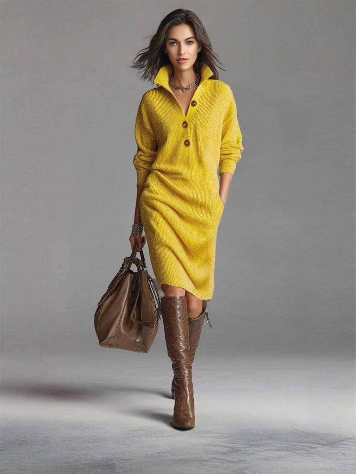 Leonora – Relaxed-Fit Button-Up Sweater Dress for Women