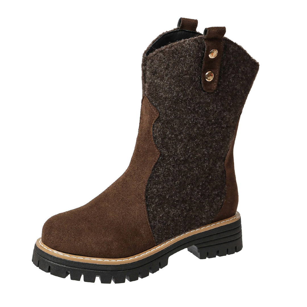 Belinda – Textured Block Heel Mid-Calf Boots for Women