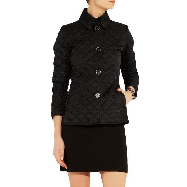 Marley – Diamond Quilted Jacket with Corduroy-Look Collar