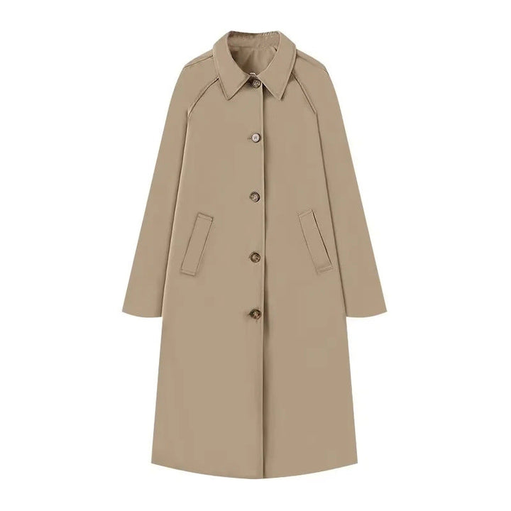 Lyla – Longline Trench Coat with Plaid Lining