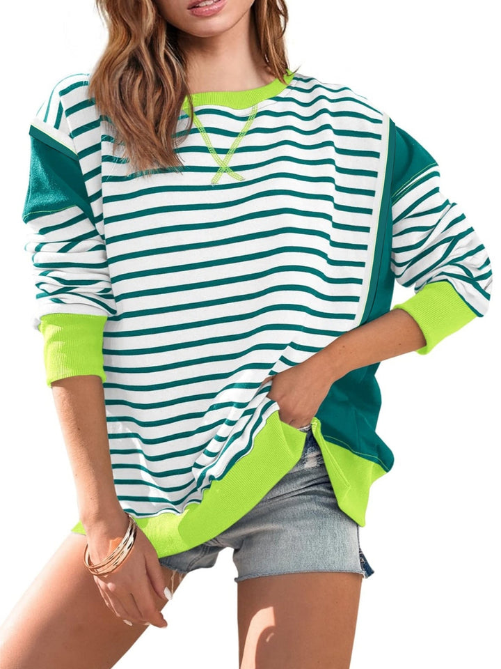 Isabel – Striped Color-Block Oversized Sweatshirt