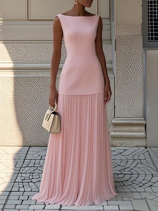 Rosalind | Graceful Sleeveless Pleated Maxi Dress