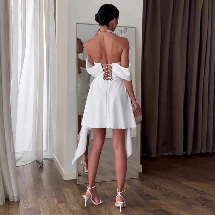 Belle – Off-Shoulder Corset Mini Dress for Homecoming & Wedding Guests