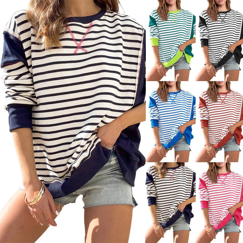 Isabel – Striped Color-Block Oversized Sweatshirt
