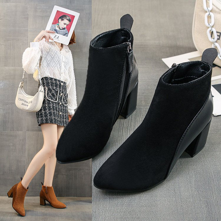 Michaela – Two-Tone Block Heel Ankle Boots for Women