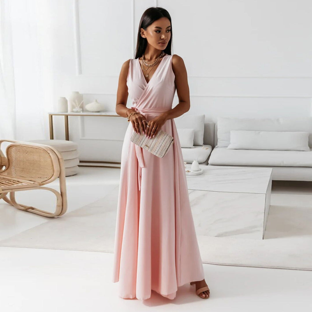 Genesis – Sleeveless Wrap A-Line Maxi Dress