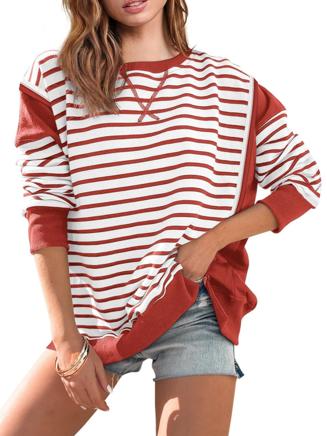 Isabel – Striped Color-Block Oversized Sweatshirt