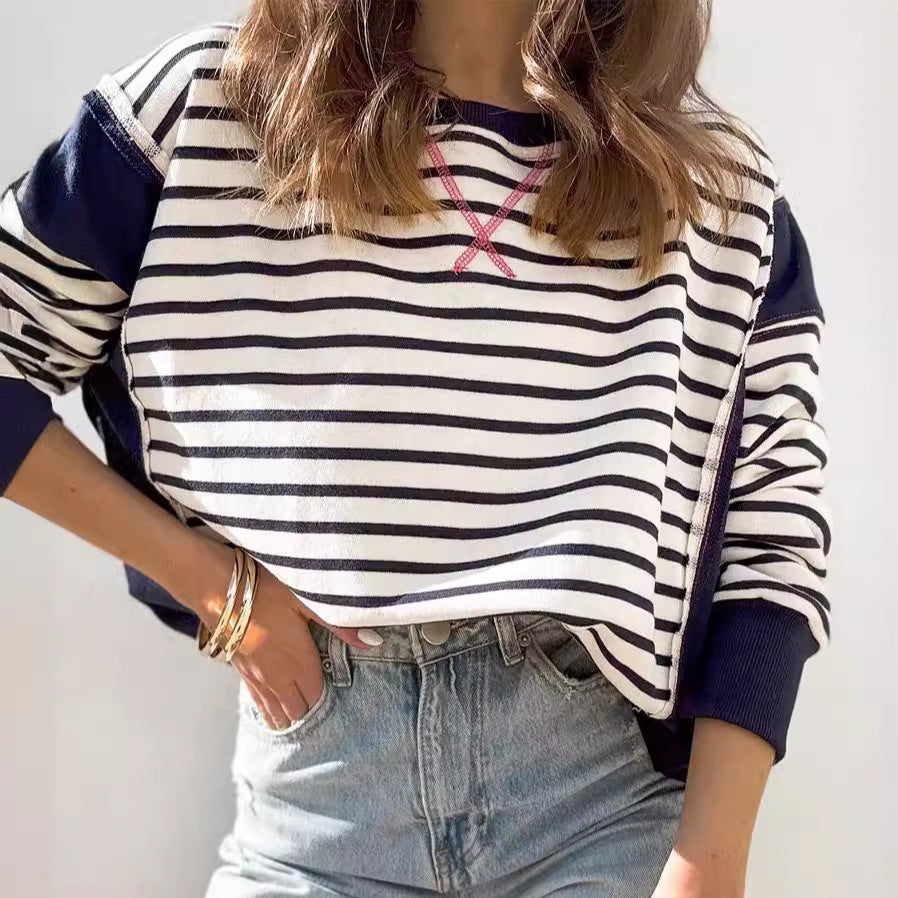 Isabel – Striped Color-Block Oversized Sweatshirt