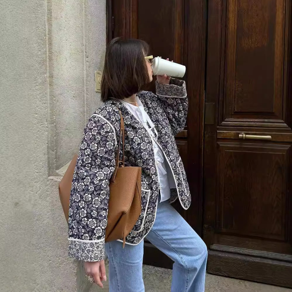 Saoirse – Floral Quilted Oversized Jacket for Women