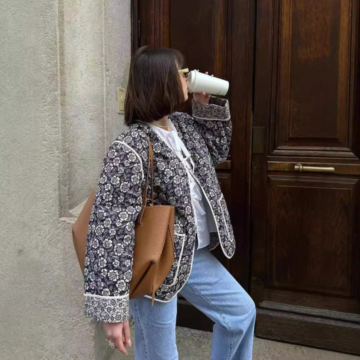 Saoirse – Floral Quilted Oversized Jacket for Women