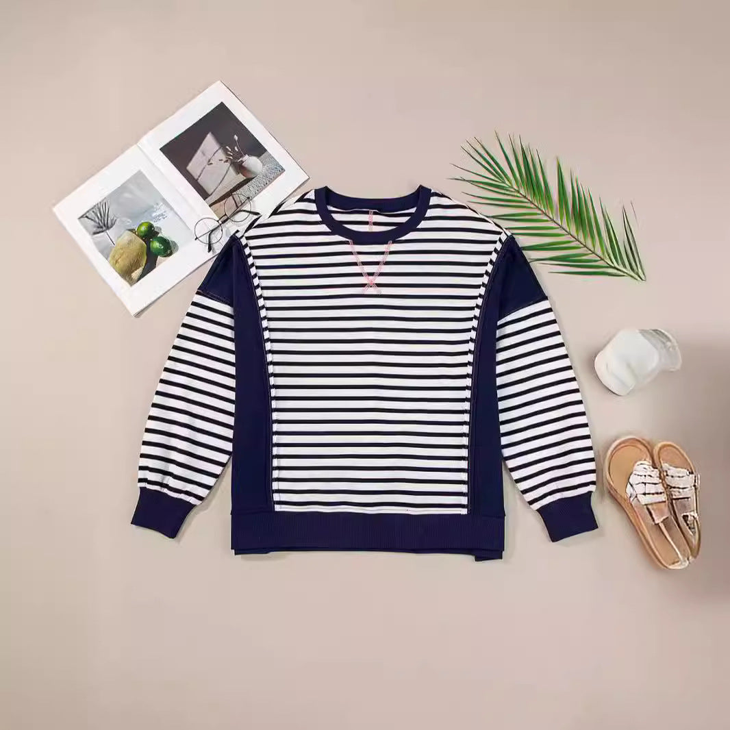 Isabel – Striped Color-Block Oversized Sweatshirt