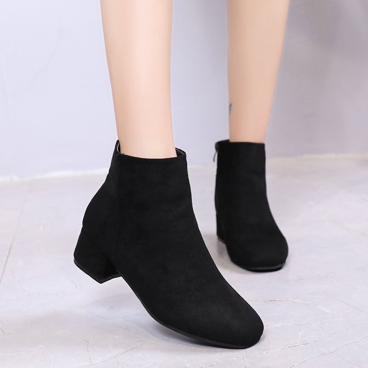 Mercy – Low Block Heel Almond Toe Ankle Boots for Women