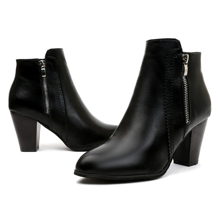 Micaela – Pointed Toe Chunky Heel Ankle Boots for Women