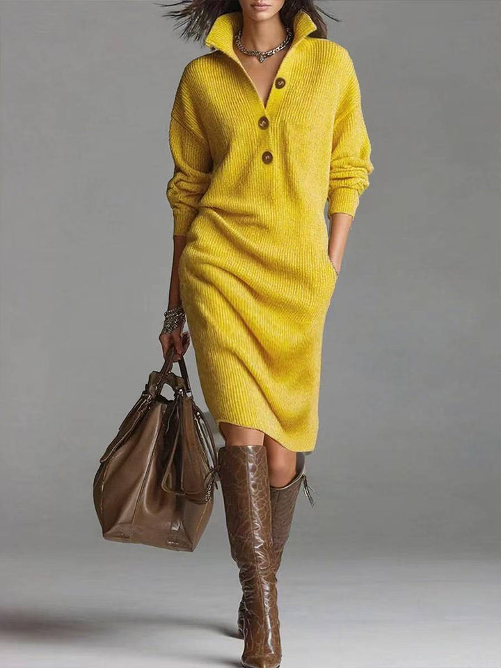 Leonora – Relaxed-Fit Button-Up Sweater Dress for Women