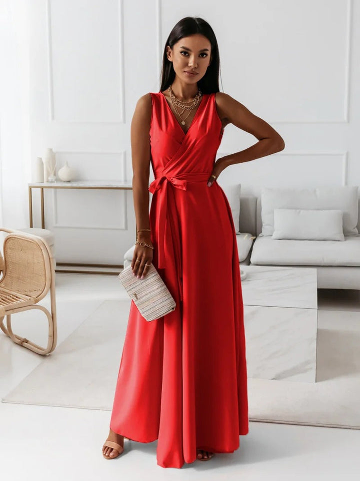 Genesis – Sleeveless Wrap A-Line Maxi Dress