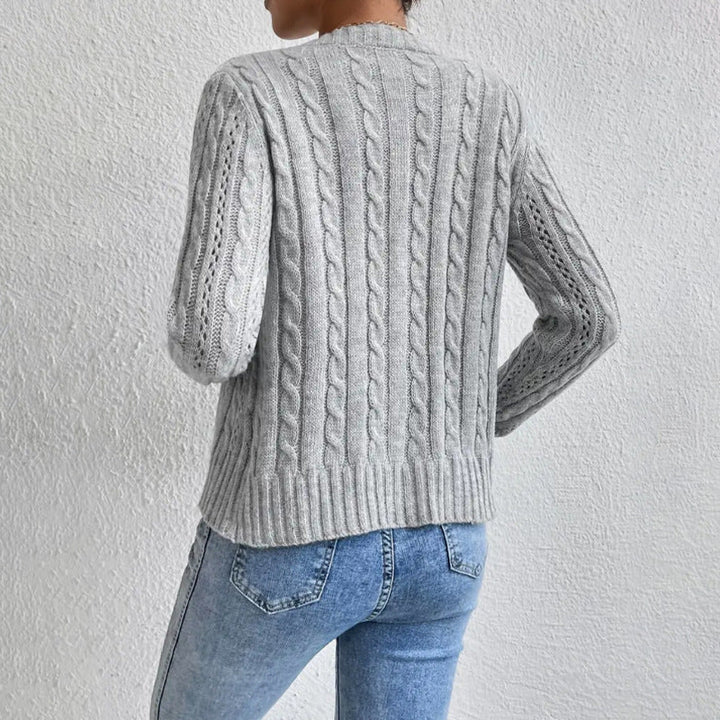 Bellamy – Cropped Cable-Stitch Button-Front Cardigan for Women