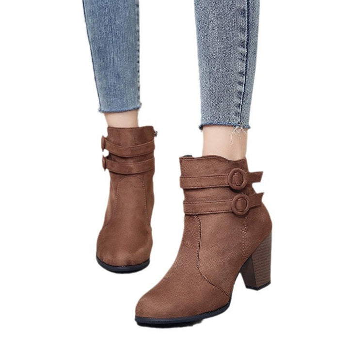 Melinda – Buckle Strap Pointed Toe Ankle Boots for Women