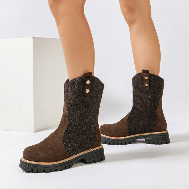 Belinda – Textured Block Heel Mid-Calf Boots for Women