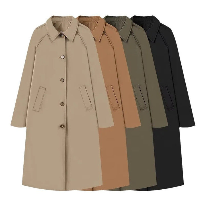 Lyla – Longline Trench Coat with Plaid Lining
