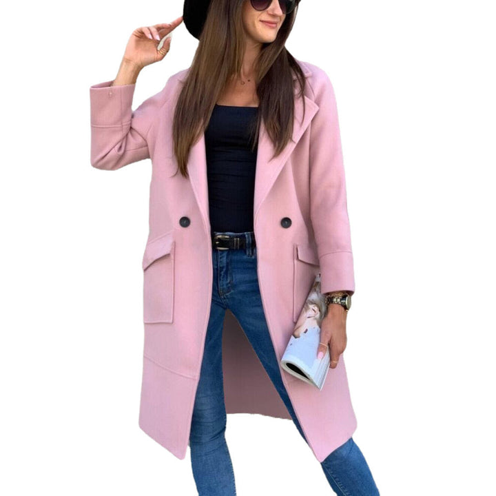 Luciana – Double-Breasted Mid-Length Coat with Flap Pockets